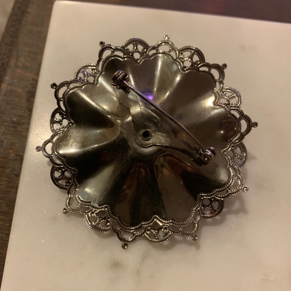 Faux Sapphire and Silver/pewter-tone Brooch - Picture 3 of 4